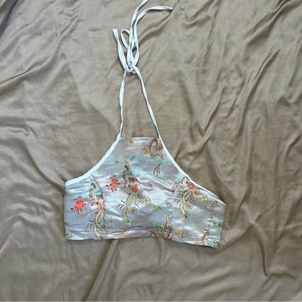 Halter Embroidered Crop Top